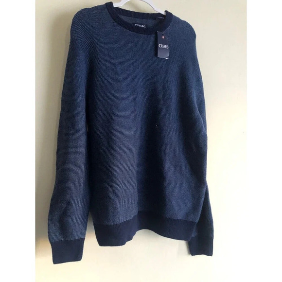 Chaps navy crewneck mens knit sweater size L NWT! - Picture 1 of 6